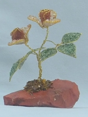 Zwei Rosen (± 10 cm) mit Rosenquarz